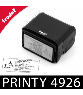 Cachet Trodat Printy 4926 disponible en 5 couleurs de boitiers : Gris, noir, vert, bleu et rouge
