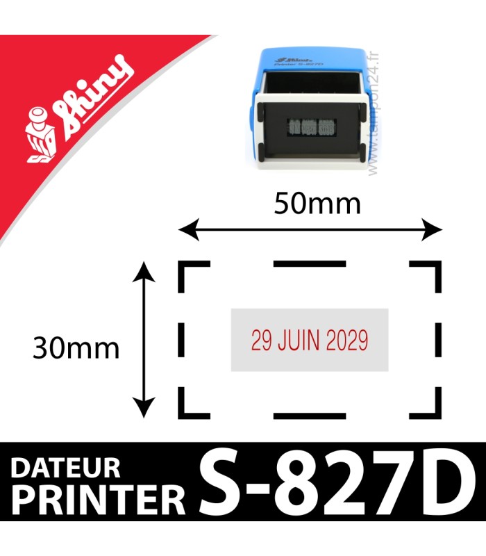Shiny Printer S-827D personnalisation dimensions 50x30mm