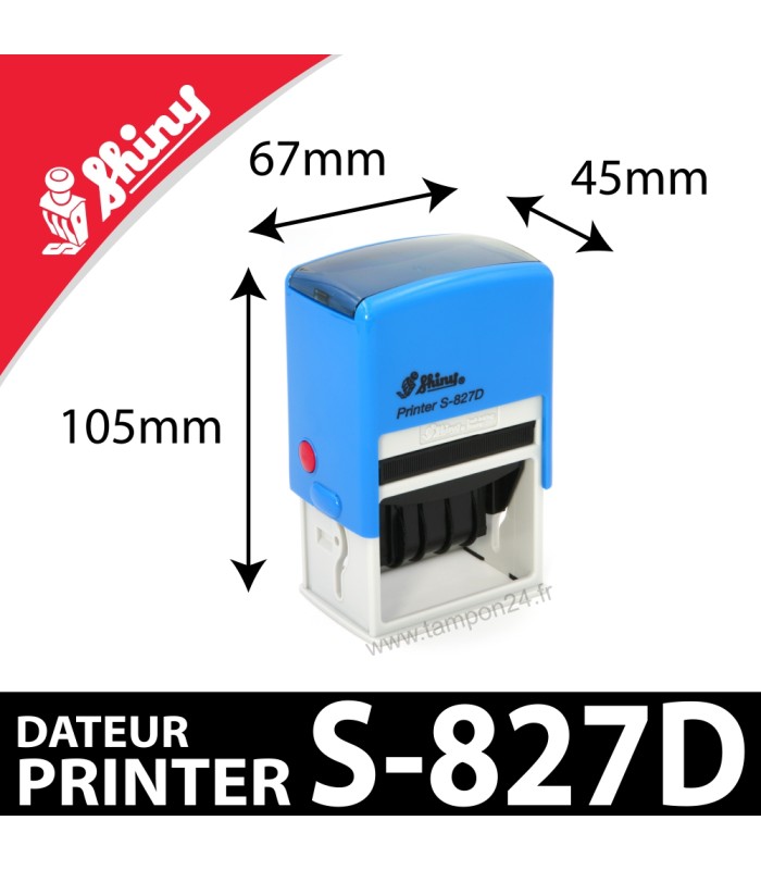 Dimensions extérieures du cachet Shiny S-827D Printer