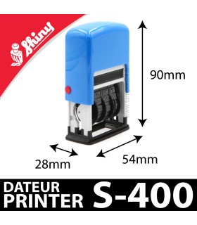 Dimensions extérieures du tampon dateur S-400 de Shiny