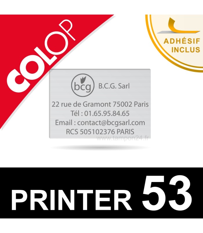 Empreinte plaque de texte pour Colop Printer 53