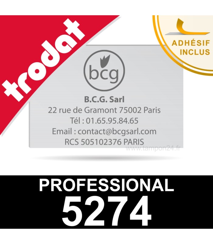 Plaque de texte pour tampon encreur Trodat Professional 5274