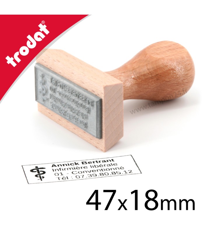 Tampon en bois à personnaliser avec votre logo 47x18mm