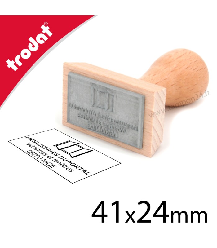 Tampon bois à personnaliser en ligne 41x24mm