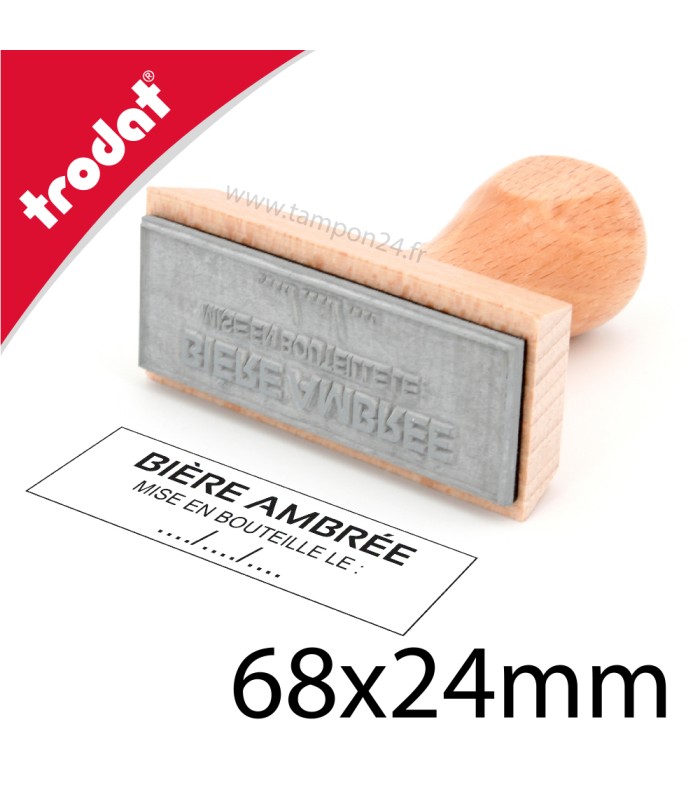 Tampon bois à personnaliser en ligne dimensions 68x24mm