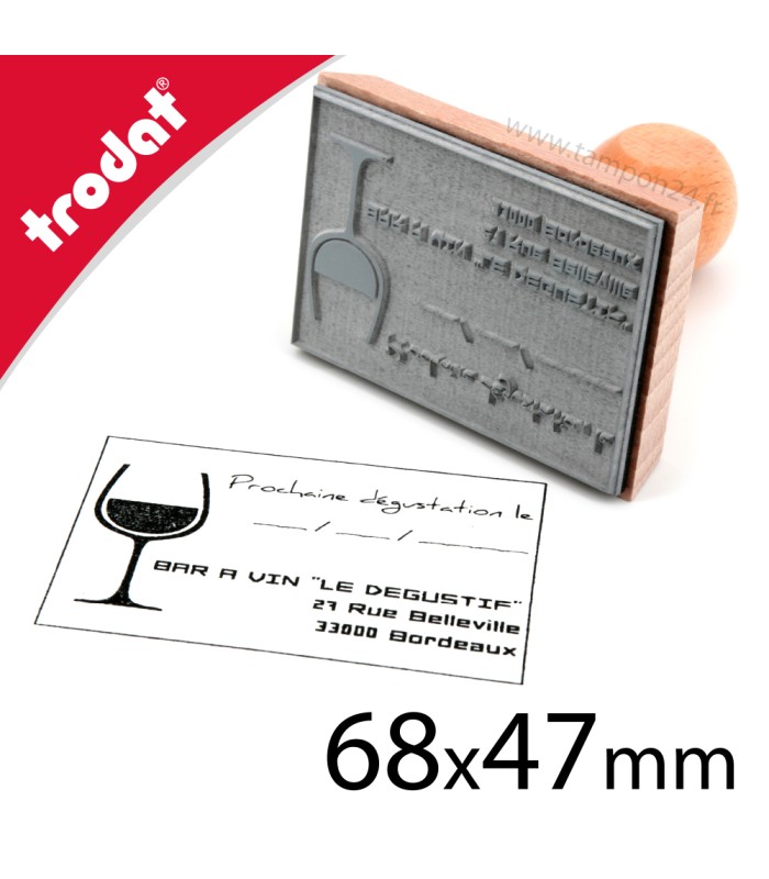 Tampon bois personnalisable grand format 68x47mm