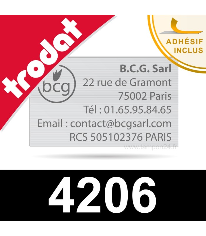 Plaque de texte de remplacement pour Trodat 4206