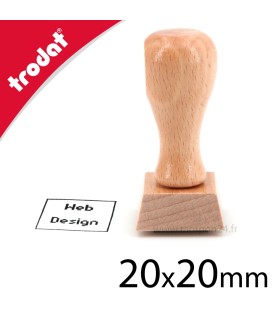 Cachet manuel en bois carré de 20mm