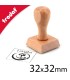 Tampon manuel en bois carré avec logo 32mm