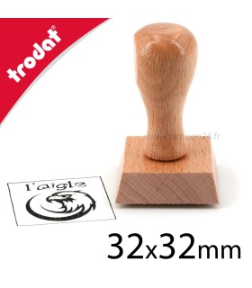 Cachet bois personnalisable en ligne carré moyen format