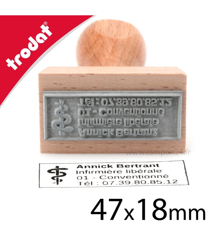 Cachet bois personnalisable rectangulaire 47x18mm