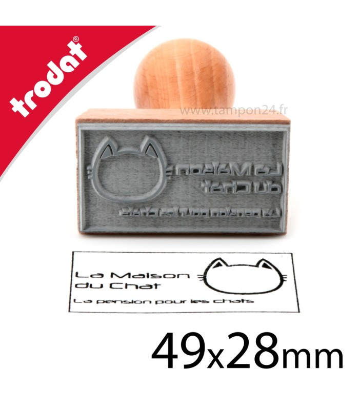 Tampon encreur en bois à personnaliser en ligne 49x28mm