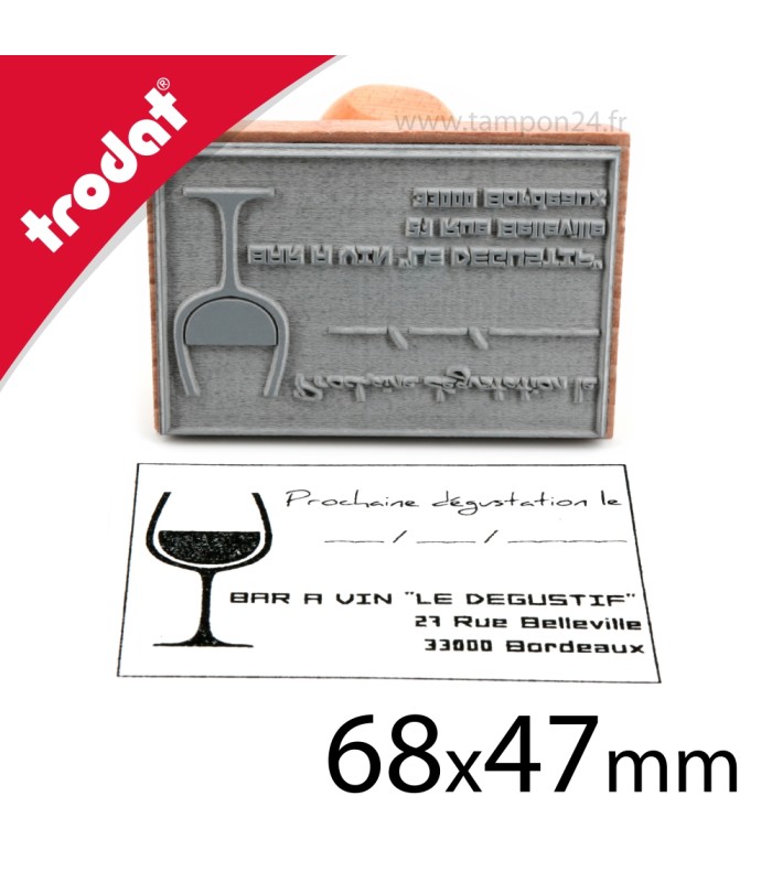 Grand tampon manuel en bois à personnaliser 68x47mm