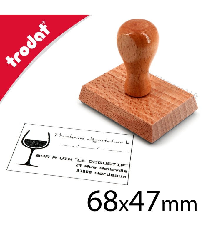 Cachet personnalisable manuel avec texte et logo 68x47mm