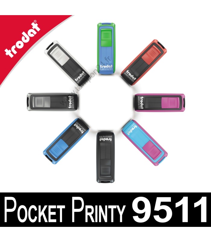 Le Trodat Pocket Printy 9511 est disponible en 8 couleurs de boitiers