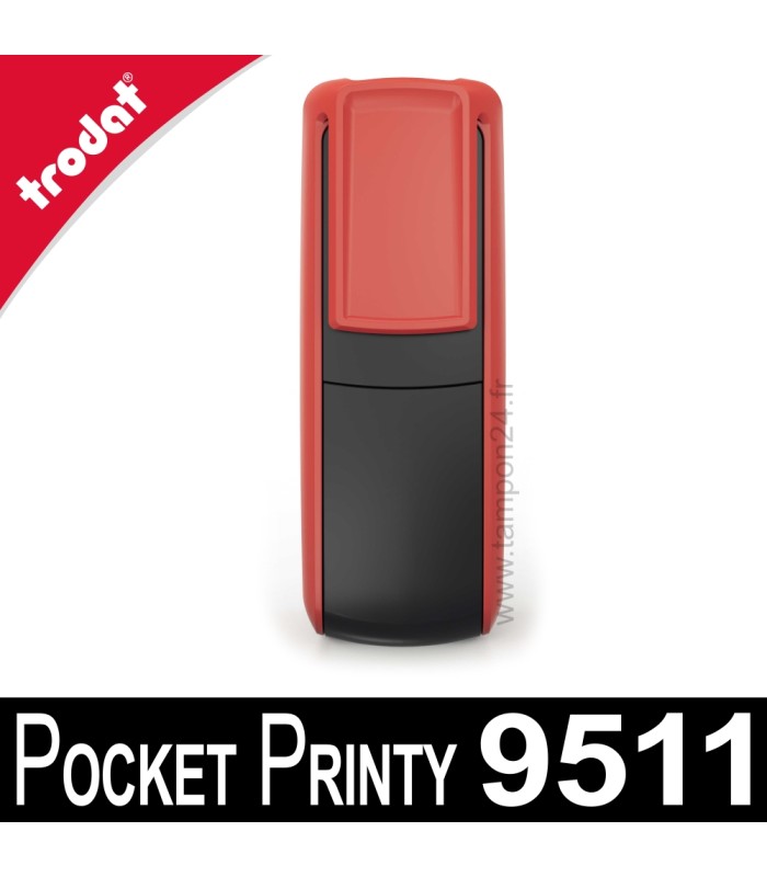 Vue arrière du Trodat Pocket Printy 9511 avec son clic permettant de le mettre sur une poche de chemise