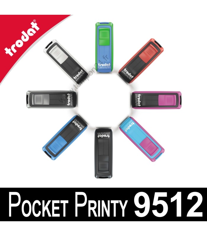 Trodat Pocket Printy 9512 disponible en plusieurs couleurs de boitiers