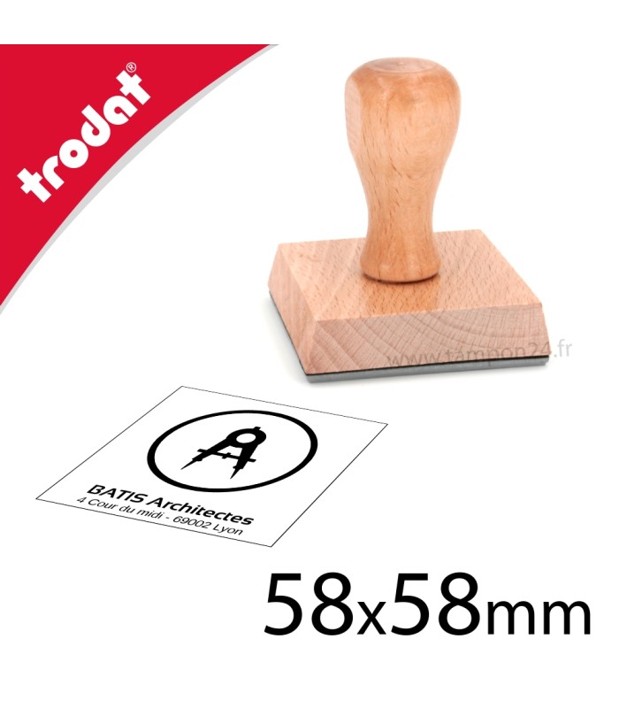Cachet manuel en bois grand format personnalisable