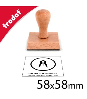Cachet bois 58x58mm personnalisable avec logo