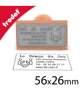 Tampon personnalisé en bois de dimensions 56x26mm