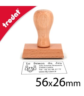 Cachet manuel en bois rectangle 56x26mm moyen format