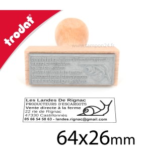 Cachet manuel en bois texte et logo