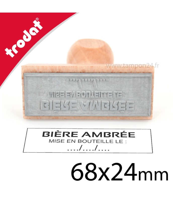Cachet manuel en bois de dimensions 68x24mm