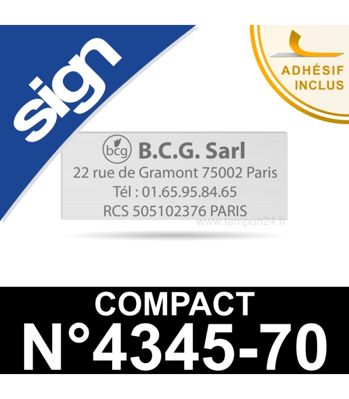 Empreinte caoutchouc personnalisée pour Sign Compact n°4345-70