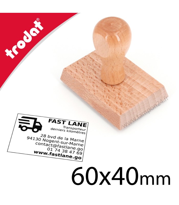 Tampon avec un manche en bois et personnalisé avec votre texte et logo
