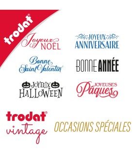 Cachet manuel avec formules pour anniversaires, bonne année, etc