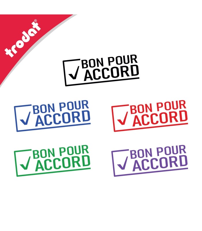 Cachet encreur BON POUR ACCORD disponible en encre noire, bleue, rouge, verte ou violette
