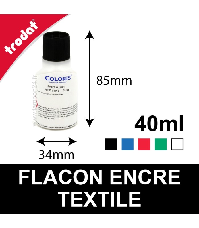 Flacon d'encre blanche pour tissus et textiles foncés ou noirs
