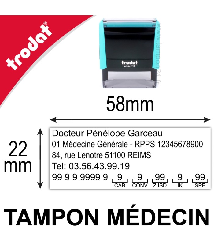Tampon encreur pour docteur avec numéro Adeli