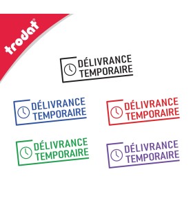 Timbre avec mention DÉLIVRANCE TEMPORAIRE spécial pharmacies