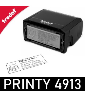 Vue du dessous du Trodat Printy 4913 avec son empreinte personnalisée