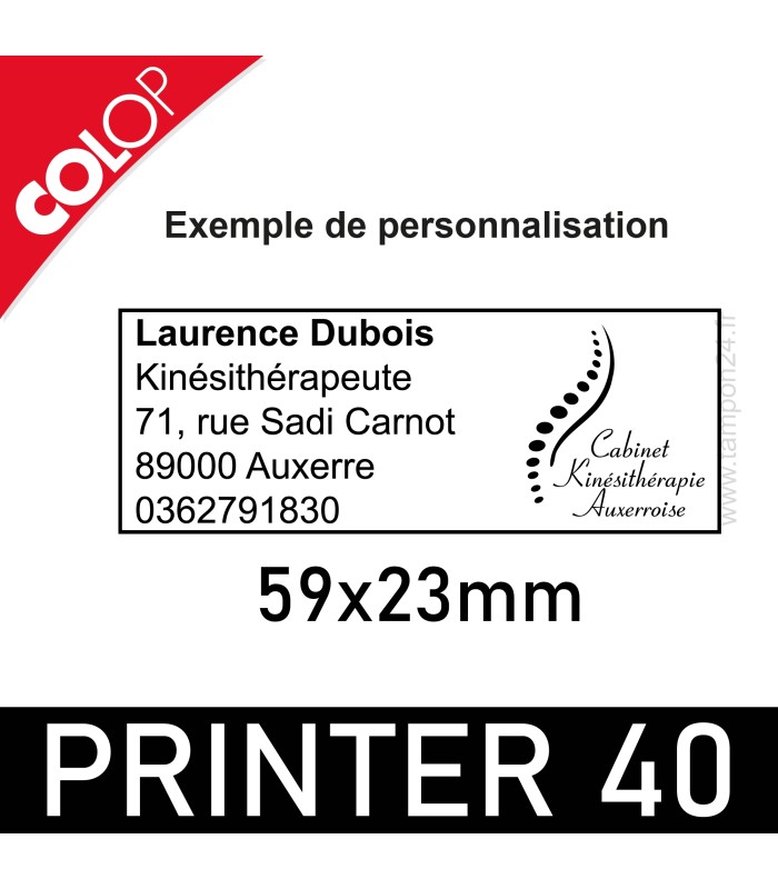 Personnalisation 59x23mm du Colop 40