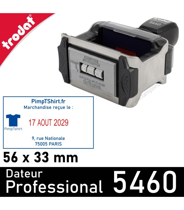 Tampon dateur personnalisable 56x33mm - Trodat Professional 5460
