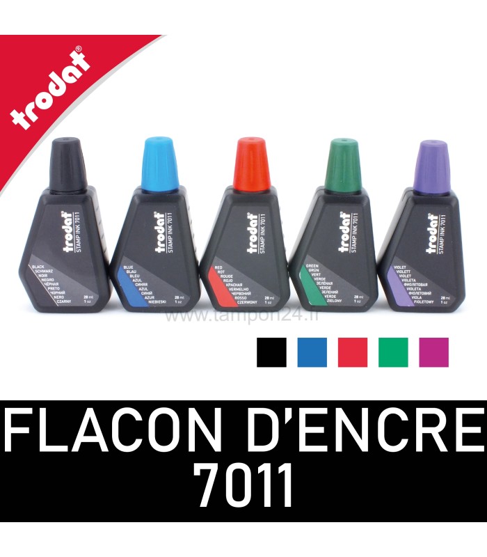 Flacon d'encre à réencrer Trodat  - Noir, Bleu, Rouge, Vert, Violet