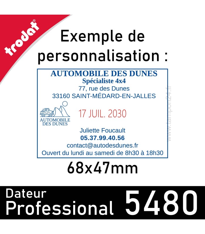 Exemple de personnalisation du Trodat Professional 5480