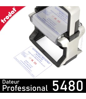 Exemple impression Trodat Professional 5480, texte bleu et date rouge