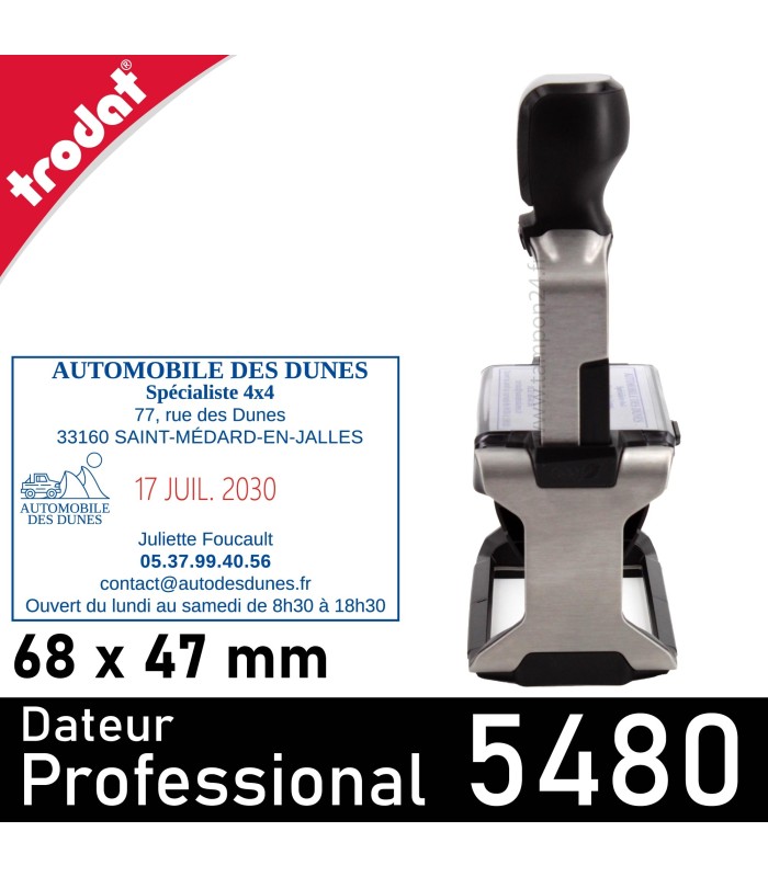 Professional 5480 de chez Trodat, tampon encreur avec monture en métal et poignée ergonomique
