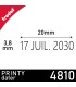 Mini dateur 4810, dimensions de la date : 3.8x20mm
