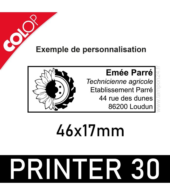 Exemple de personnalisation du tampon Colop Printer Line 30