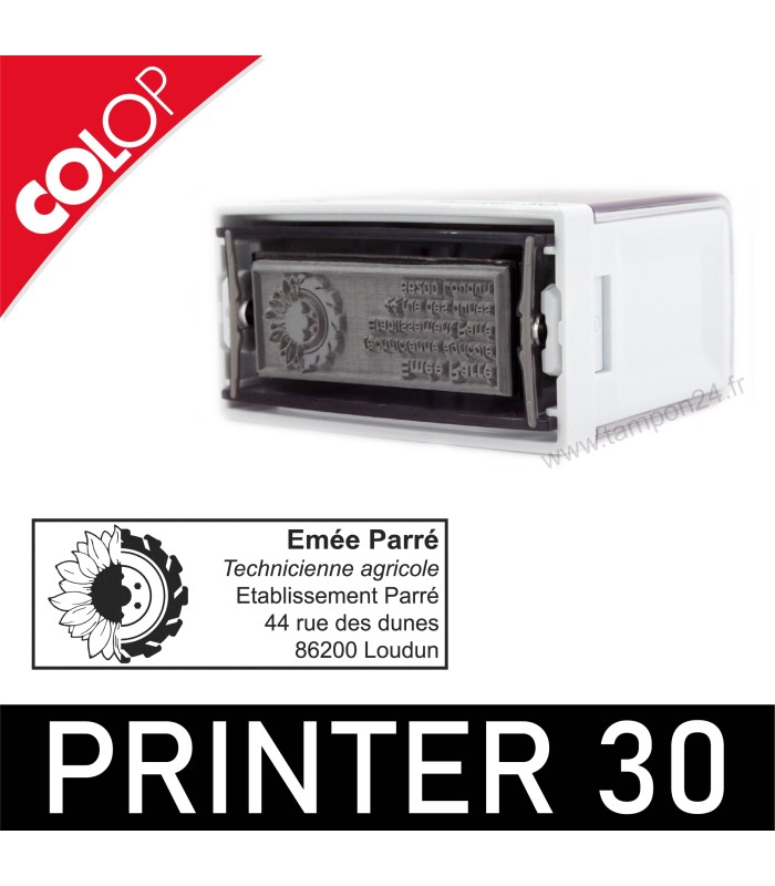 Vue de la zone personnalisée du timbre Colop 30