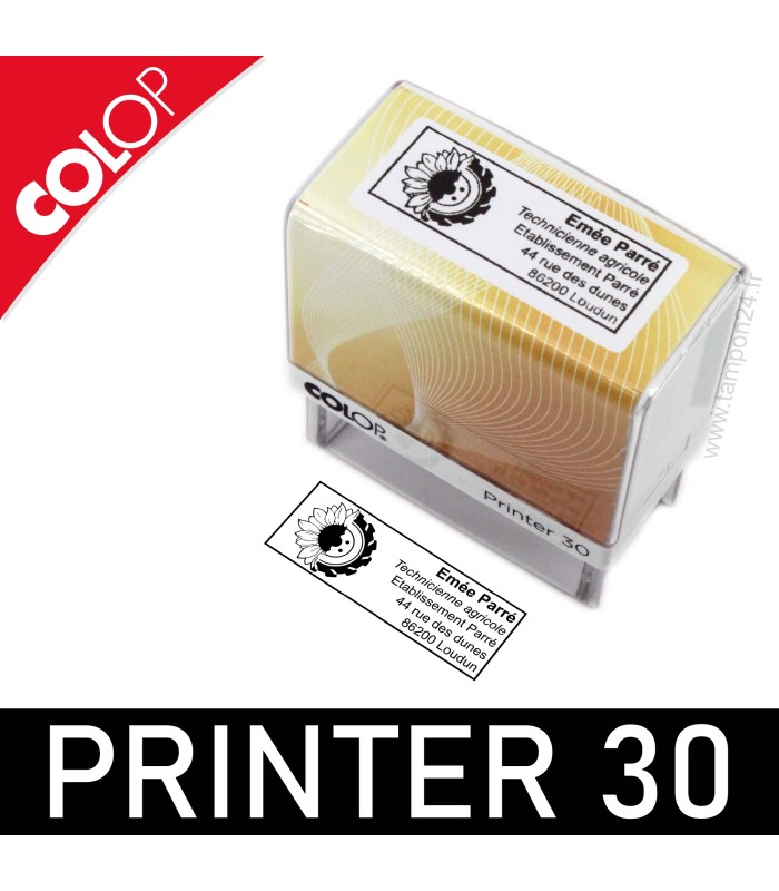 Le cachet Colop 30 est un tampon automatique 4 lignes de texte