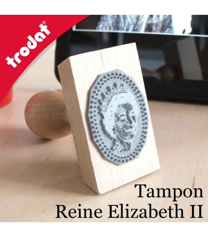 Tampon personnalisé avec la Reine d'Angleterre Queen Elizabeth II