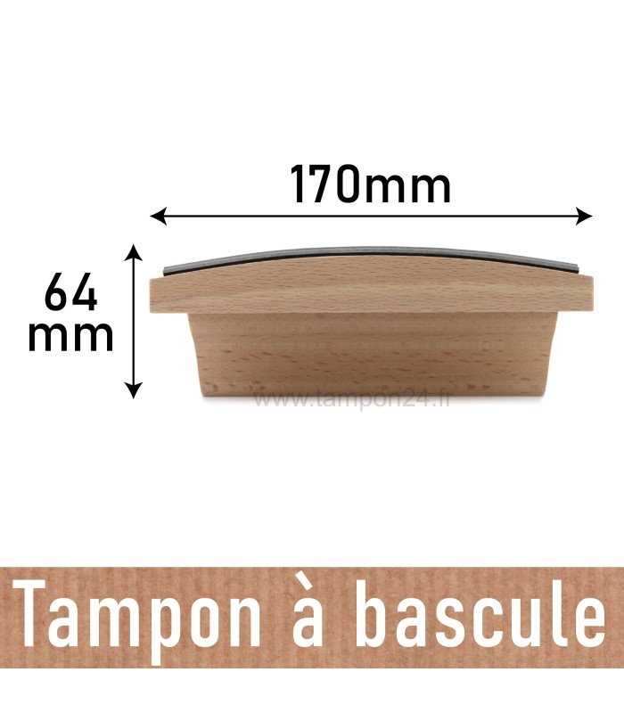 Vue de côté et dimensions, apperçu de la courbure du tampon