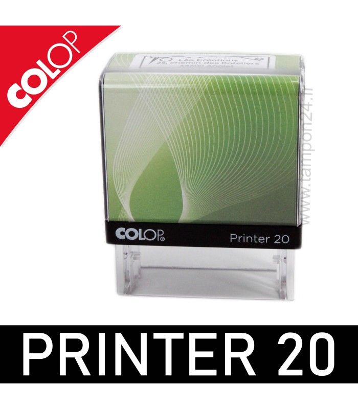 Timbre Colop 20 avec sa personnalisation de 38x14mm
