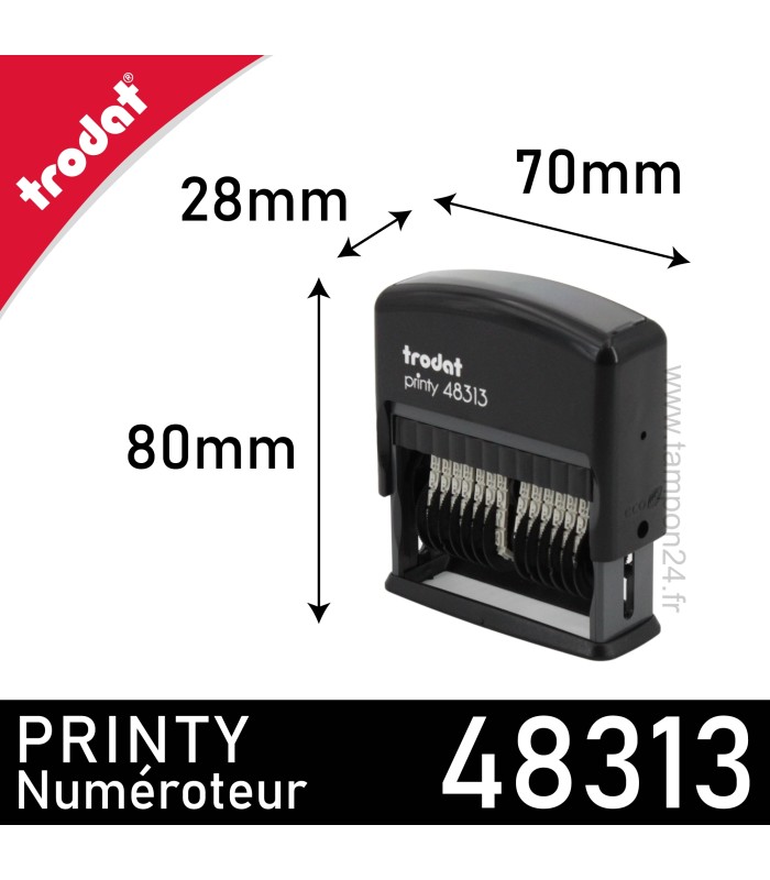 Dimensions du numéroteur 13 bandes Trodat Printy 48313