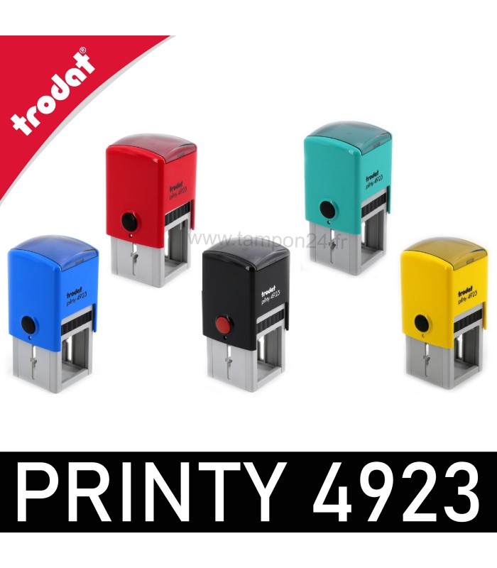 Timbre encreur 4923 disponible en 5 couleurs de boitiers : Noir, bleu, rouge, vert menthe et jaune